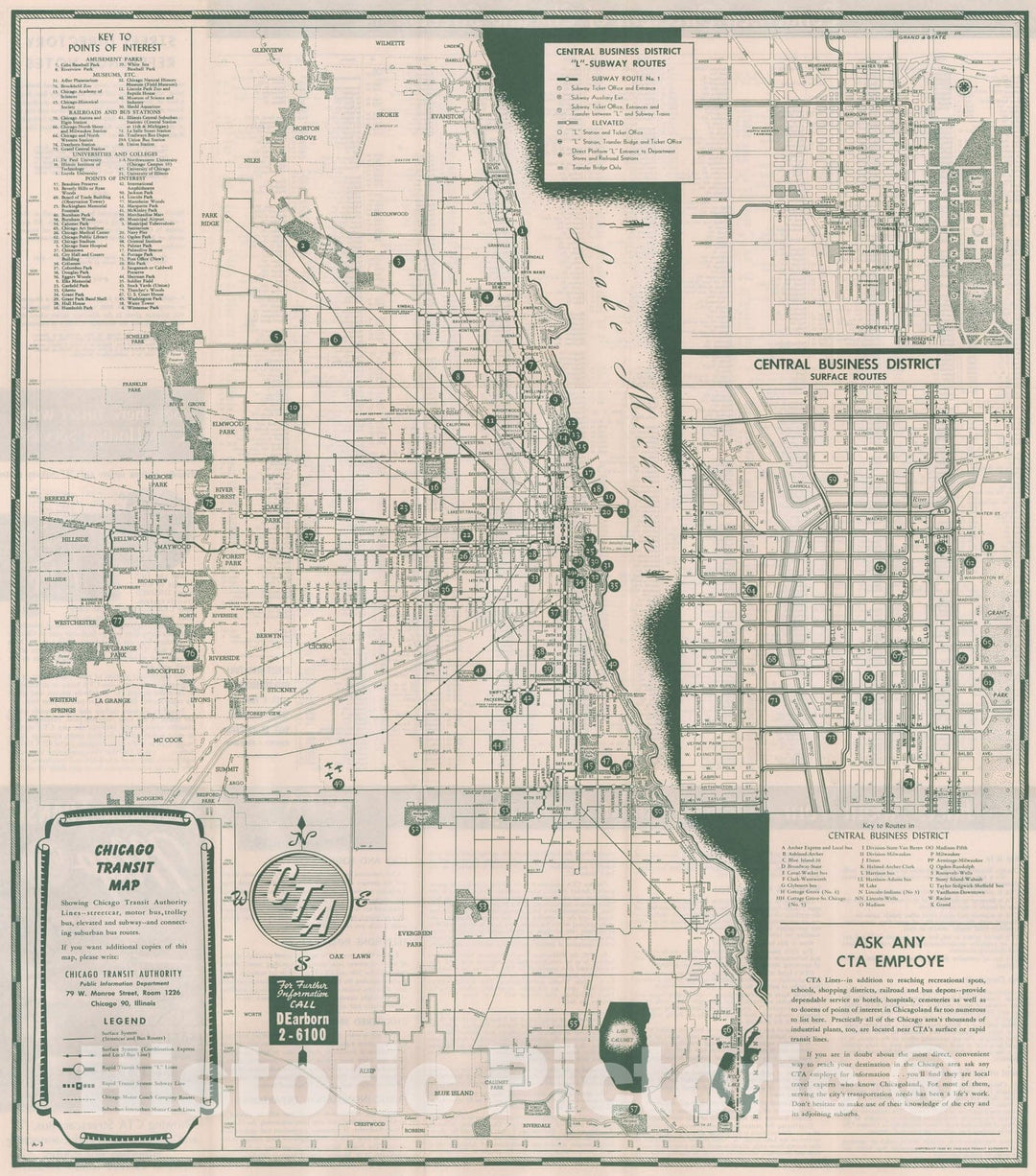 Historic Map : Chicago Transit Maps, Transit Map 1948 Railroad Catography , Vintage Wall Art