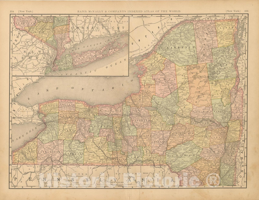 Historic Map : United States Maps, New York 1894 , Vintage Wall Art