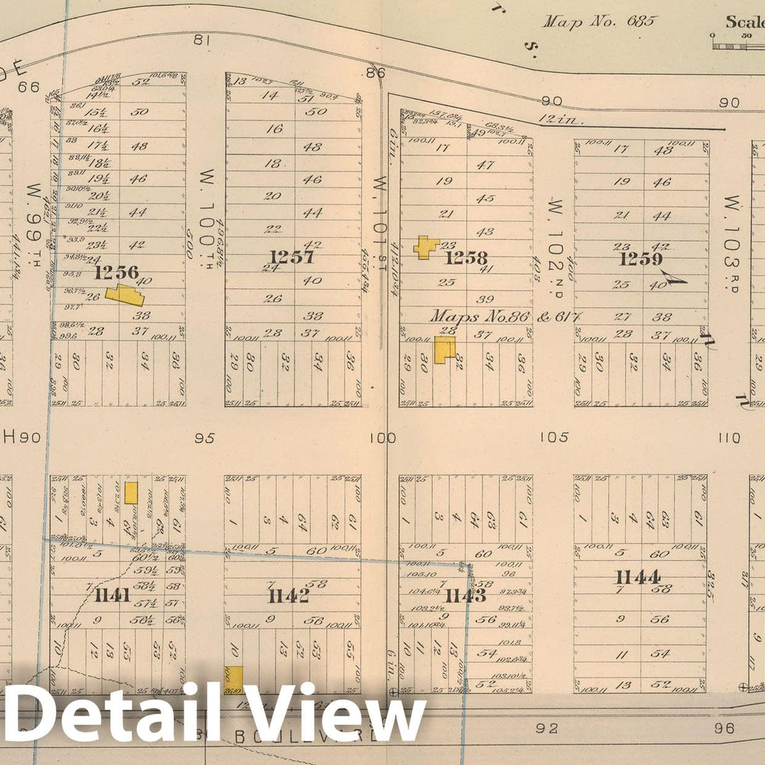 Historic Map : Atlas City of New York, Vol 2 ... 12th Ward, 2nd Ed., Manhattan 1884 Plate 014 , Vintage Wall Art