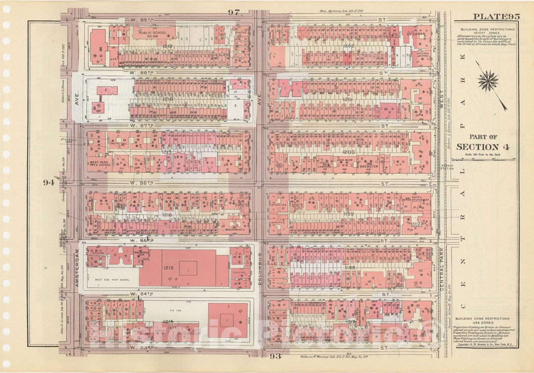 Historic Map : Manhattan Land Book 1955 - Updated Through Nov 7th, New York City 1975 Plate 095 , Vintage Wall Art