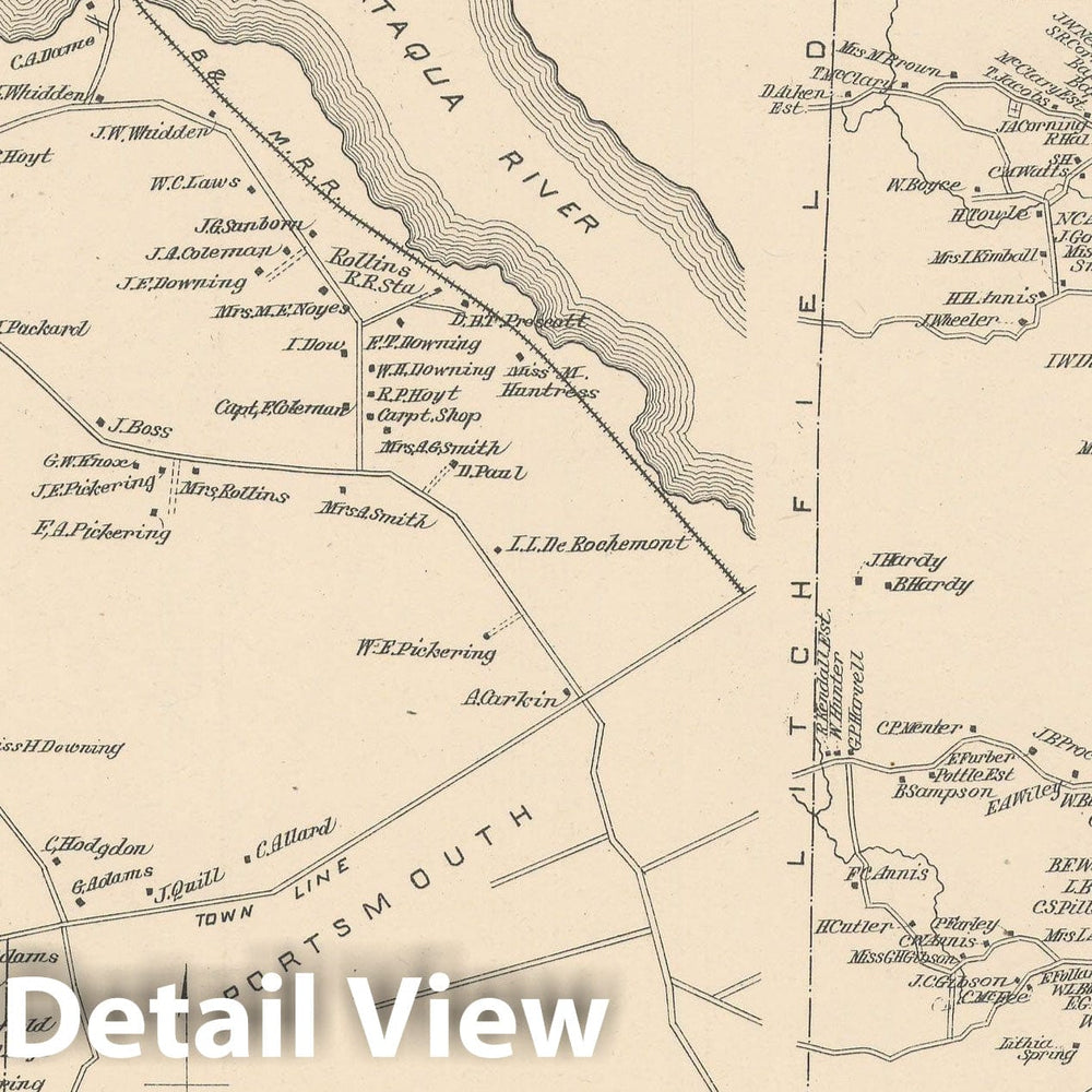 Historic Map : Londonderry & Newington 1892 , Town and City Atlas State of New Hampshire , Vintage Wall Art