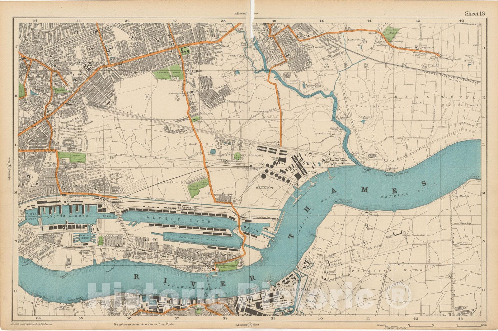 Historic Map : Europe, London 1910 Sheet 13 , Vintage Wall Art