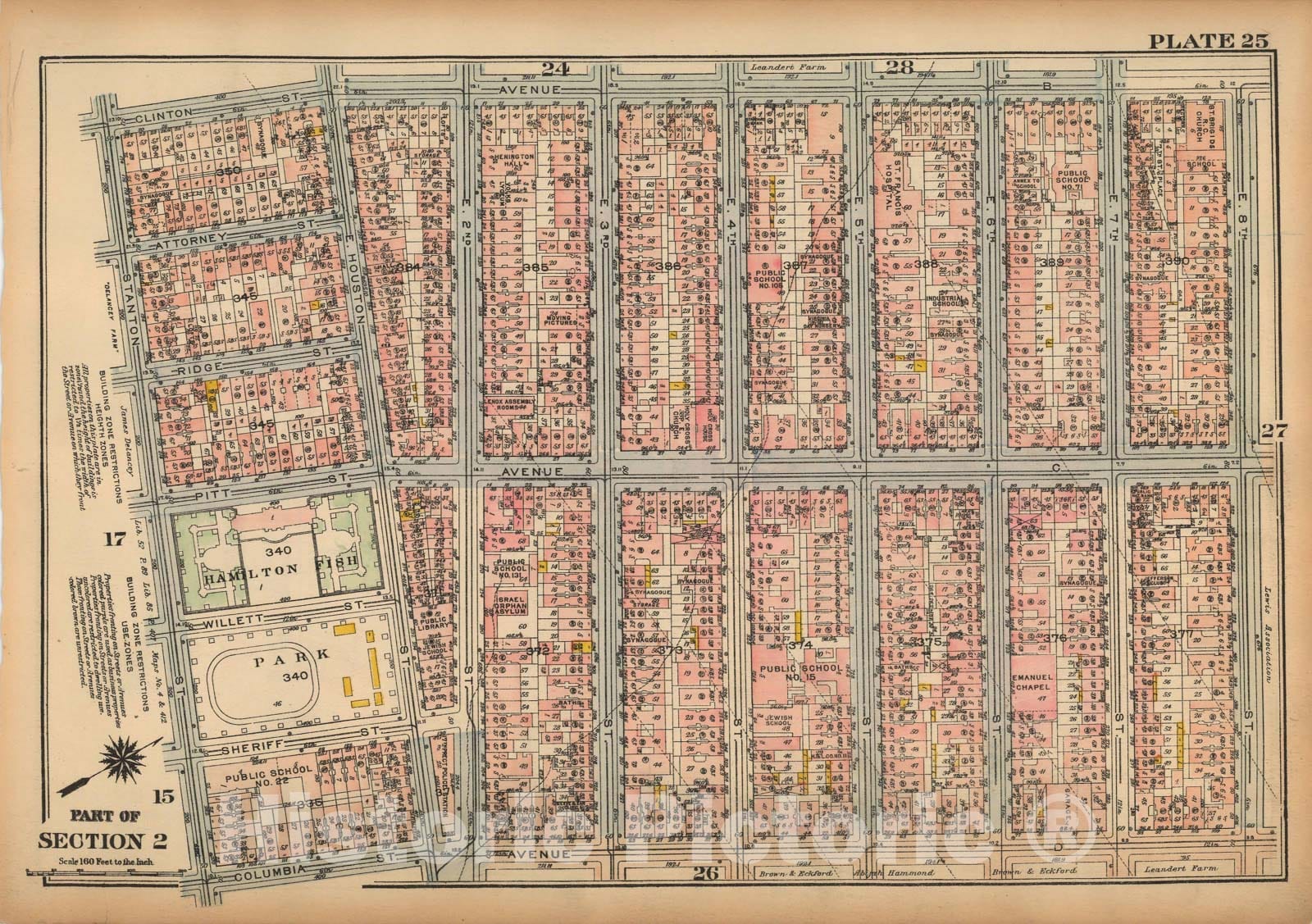 Historic Map : Land Book of the Borough of Manhattan, City of NY, Manhattan 1925 Plate 025 , Vintage Wall Art