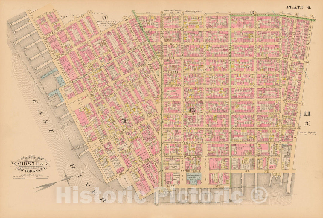 Historic Map : Manhattan & New York City 1885 Plate 006 , Robinson's Atlas City of New York , Vintage Wall Art