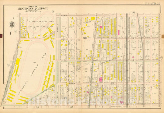 Historic Map : Vol. 2, Brooklyn 1907 Plate 025 , Atlas Borough of Brooklyn , Vintage Wall Art