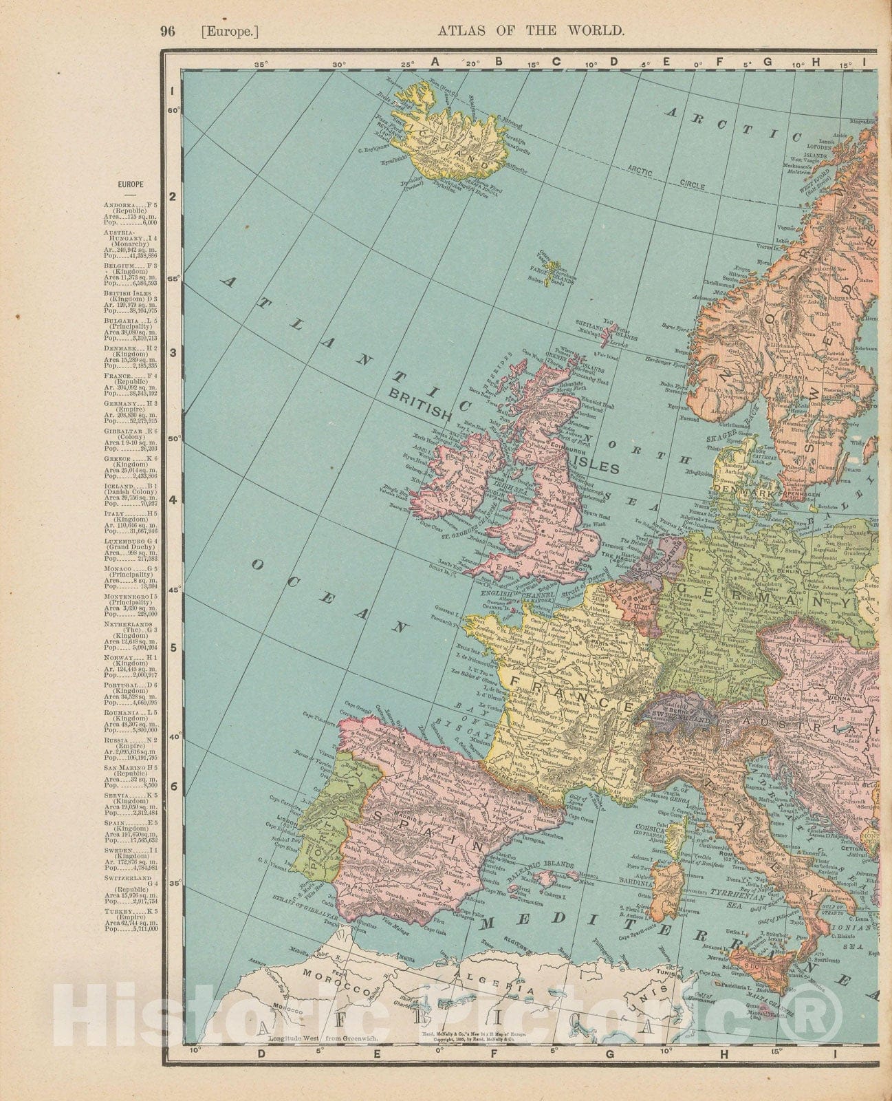 Historic Map : Europe 1900 , Universal Atlas World , v2, Vintage Wall Art