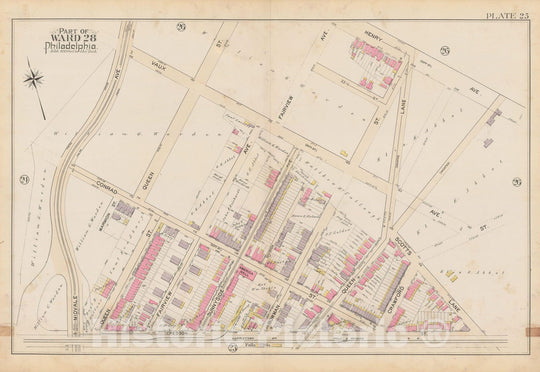 Historic Map : City of Philadelphia, 28th 32nd & 37th Wards, Vol. 6, Second Ed., Philadelphia 1894 Plate 025 , Vintage Wall Art