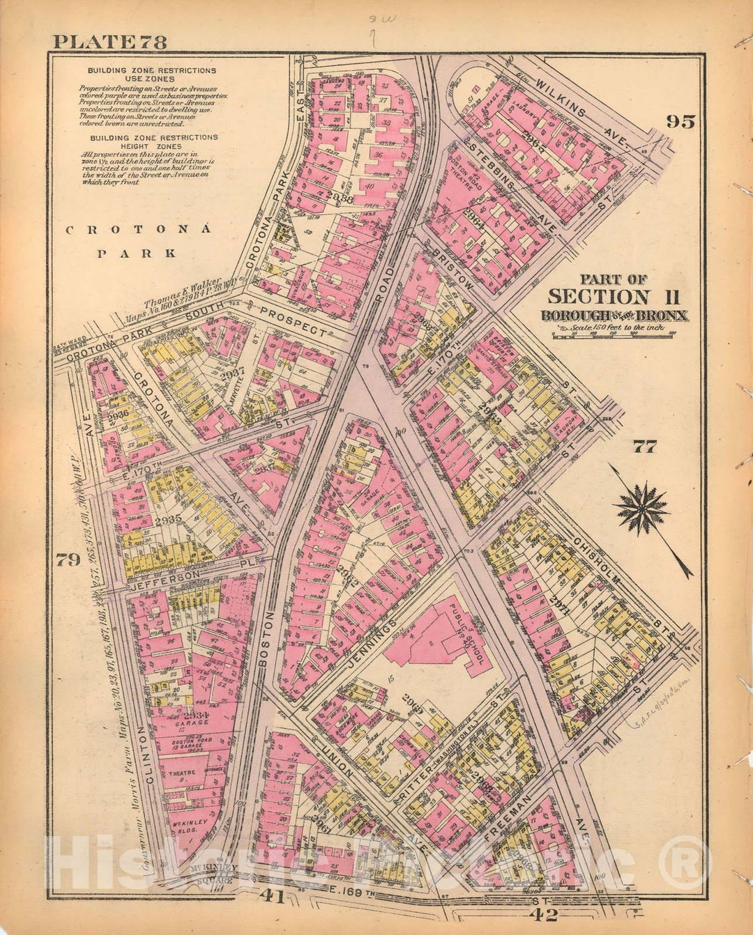 Historic Map : Borough of The Bronx, Sections 9-13, The Bronx 1928 Plate 078 , Vintage Wall Art