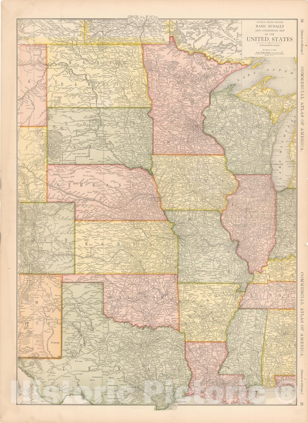 Historic Map : Commercial Atlas of America, 56th Edition, United States 1925 , v3, Vintage Wall Art