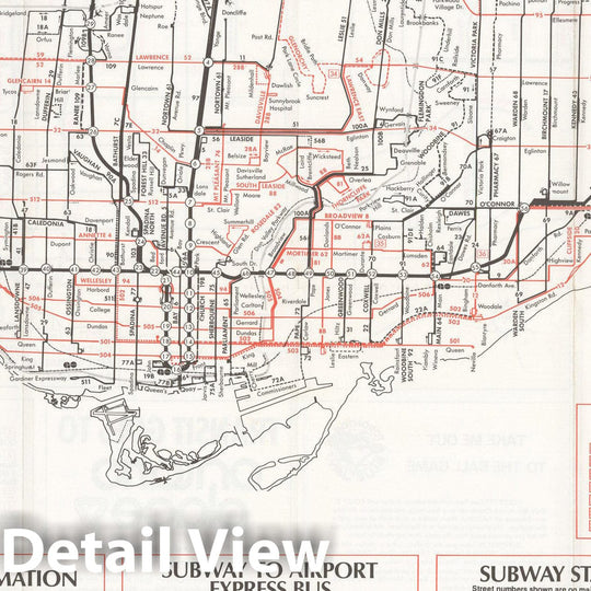 Historic Map : Downtown Toronto Transit Map 1980 Railroad Catography , Vintage Wall Art