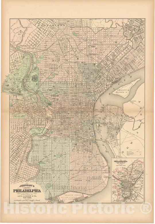 Historic Map : Family Atlas World, Philadelphia 1872 , Vintage Wall Art