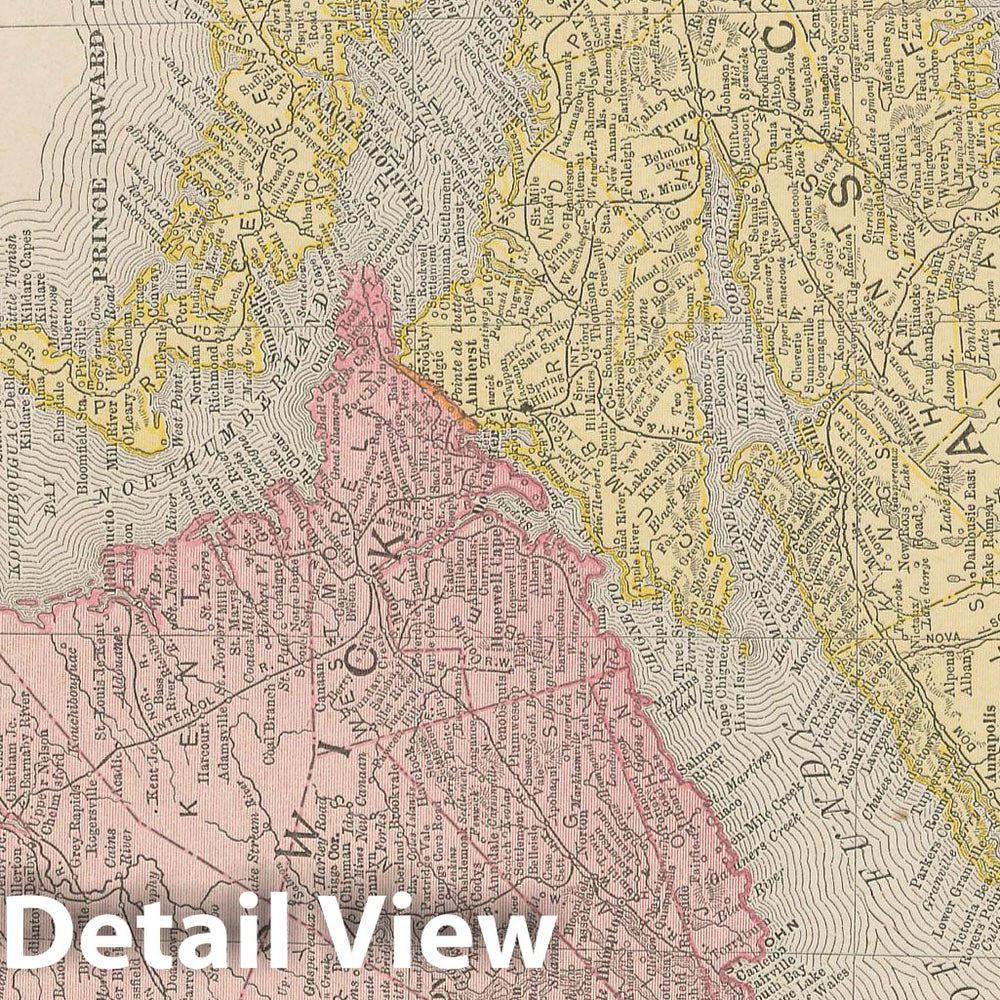 Historic Map : New Brunswick & Nova Scotia & Prince Edward Island 1900 , Universal Atlas World , Vintage Wall Art