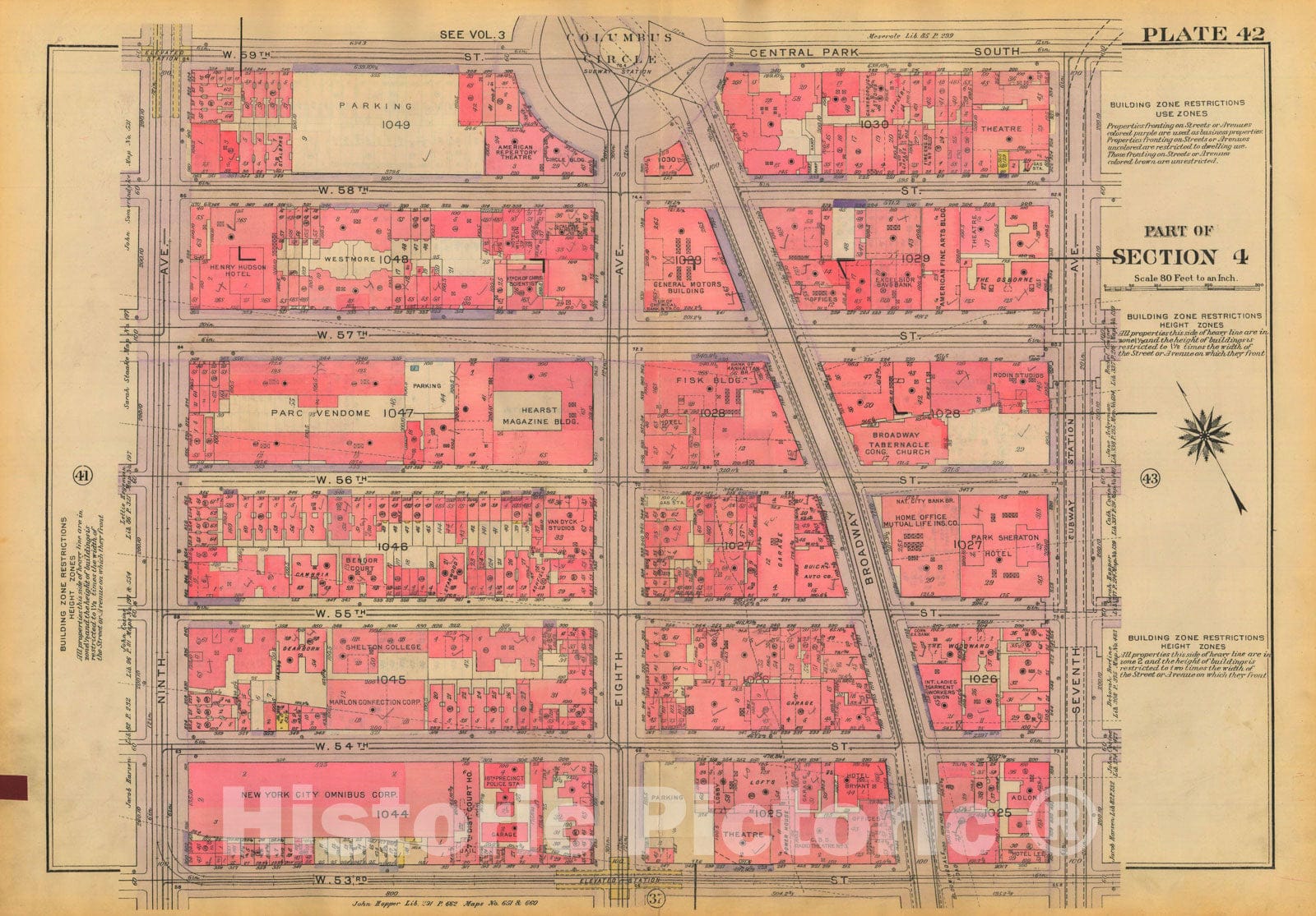 Historic Map : Atlas City of New York, Borough of Manhattan, Volume Two, 14th Street to 59th Street, Manhattan 1928 Plate 042 , Vintage Wall Art