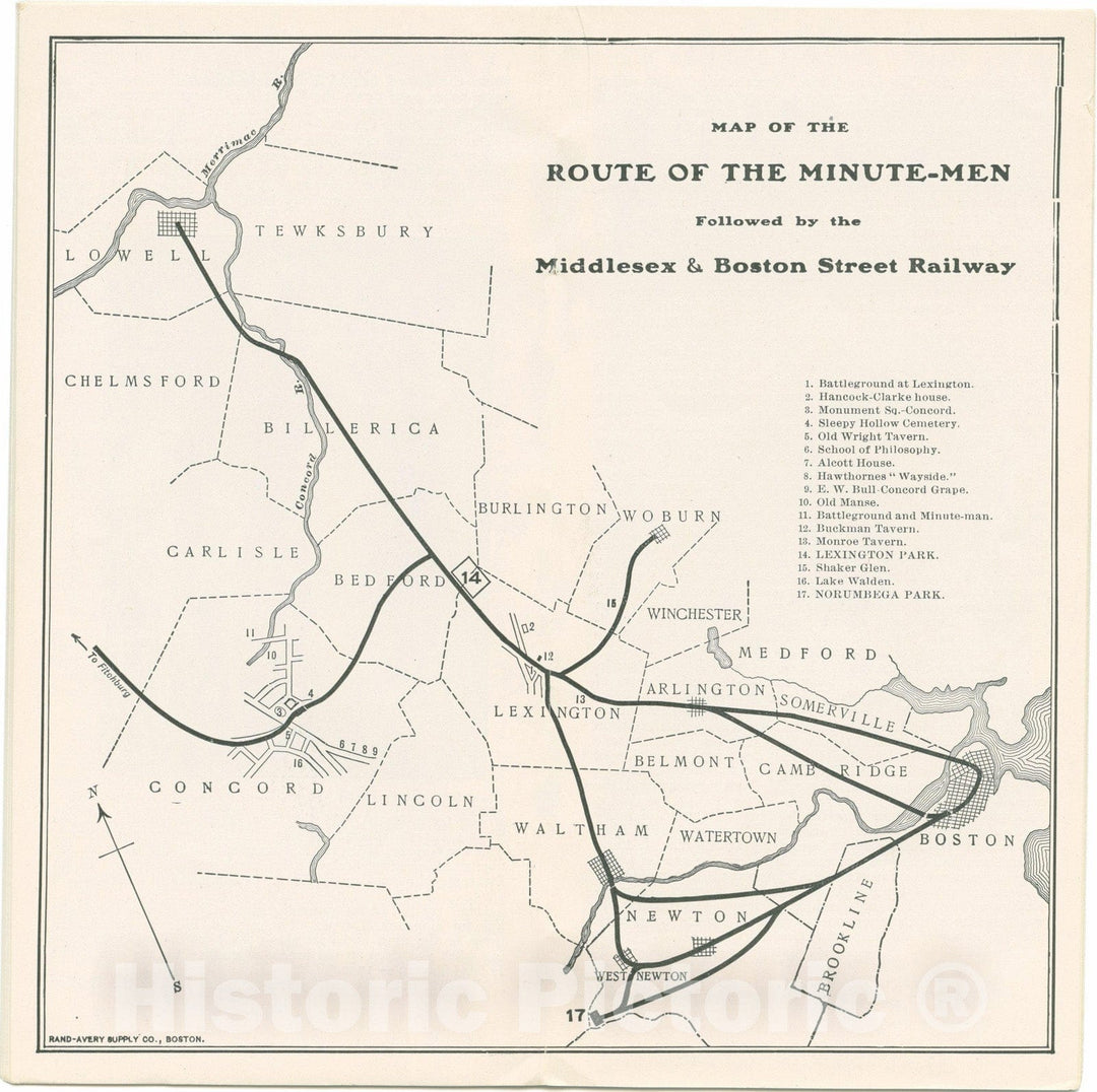 Historic Map : Middlesex County, Middlesex & Boston Street Railway Transit Railroad Catography , Vintage Wall Art