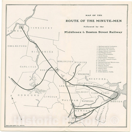 Historic Map : Middlesex County, Middlesex & Boston Street Railway Transit Railroad Catography , Vintage Wall Art