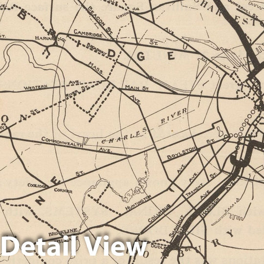 Historic Map : Boston Elevated Railway Co. Informational Maps, Map 3: System December 1904; published 1910 Transit Railroad Catography , Vintage Wall Art