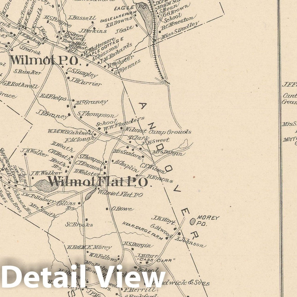 Historic Map : Canterbury & Hill & Wilmot 1892 , Town and City Atlas State of New Hampshire , Vintage Wall Art