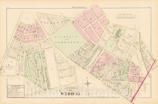 Historic Map : City Atlas of Providence Rhode Island by Wards, Volume III, Providence 1875 Plate L , Vintage Wall Art