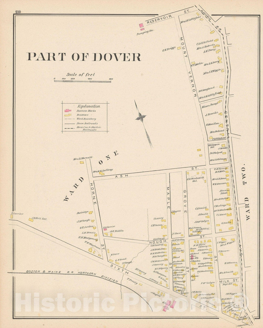 Historic Map : Dover 1892 , Town and City Atlas State of New Hampshire , Vintage Wall Art