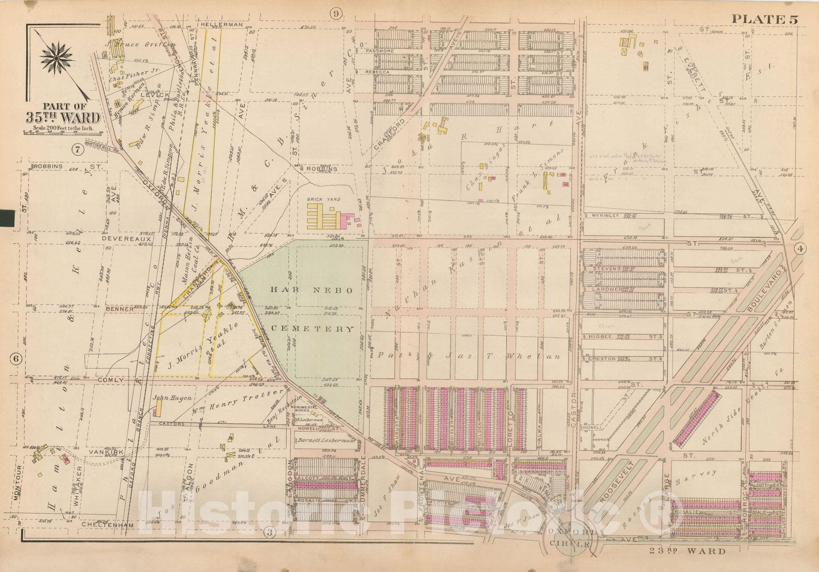 Historic Map : Atlas City of Philadelphia 35th Ward, Philadelphia 1927 Plate 005 , Vintage Wall Art