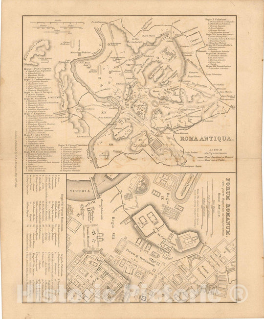 Historic Map : First Classical Atlas, Ancient Rome 1849 , Vintage Wall Art