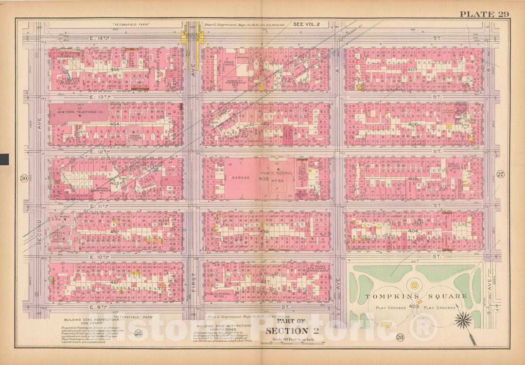 Historic Map : Atlas City of New York, Borough of Manhattan, Vol 1, Batery to 14th St 1922 - 1935 Plate 029 , Vintage Wall Art