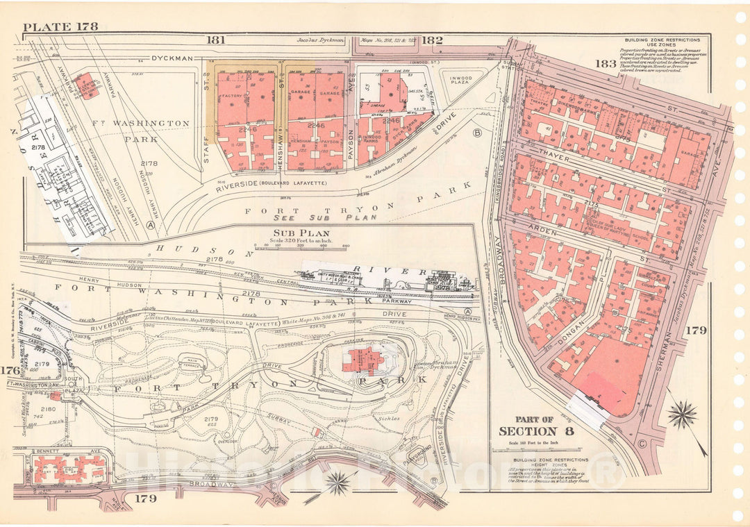 Historic Map : Manhattan Land Book 1955 - Updated Through Nov 7th, New York City 1975 Plate 178 , Vintage Wall Art