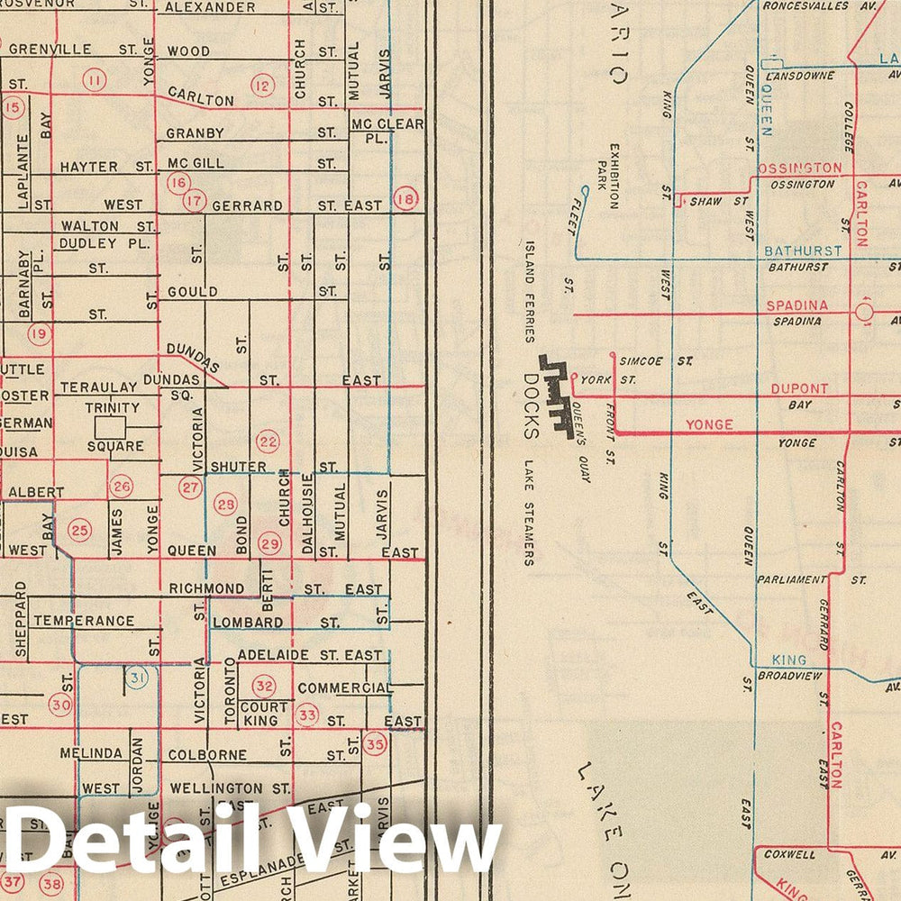 Historic Map : Toronto Transit Map 1948 Railroad Catography , v2, Vintage Wall Art