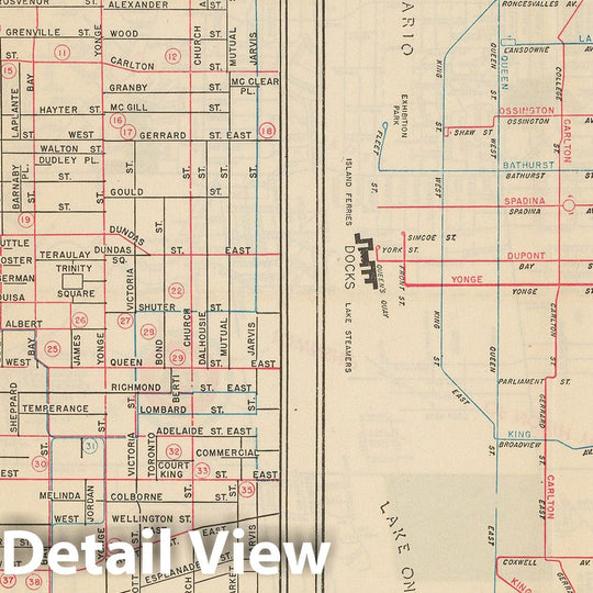 Historic Map : Toronto Transit Map 1948 Railroad Catography , v2, Vintage Wall Art