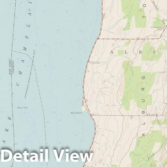 Historic Map : USGS 7.5 Minute Sheets and Quadrangles, Alburg & Lake Champlain & Rouses Point & Tongue 1972 Topographic Map , Vintage Wall Art