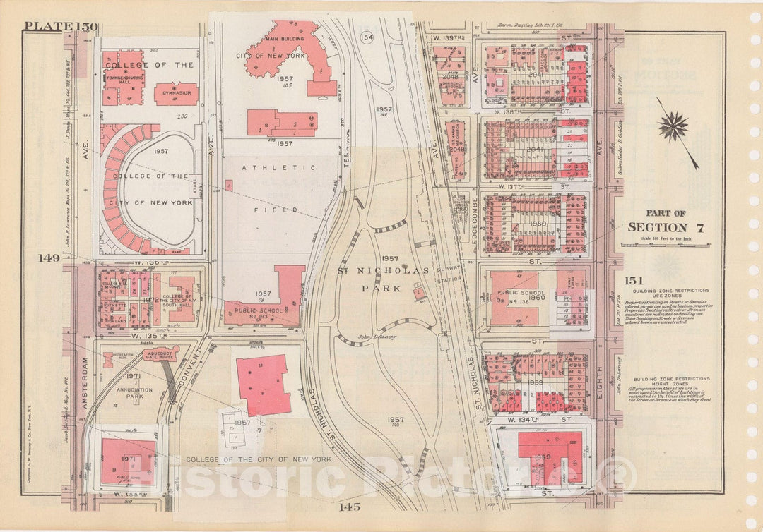 Historic Map : Manhattan Land Book 1955 - Updated Through Nov 7th, New York City 1975 Plate 150 , Vintage Wall Art