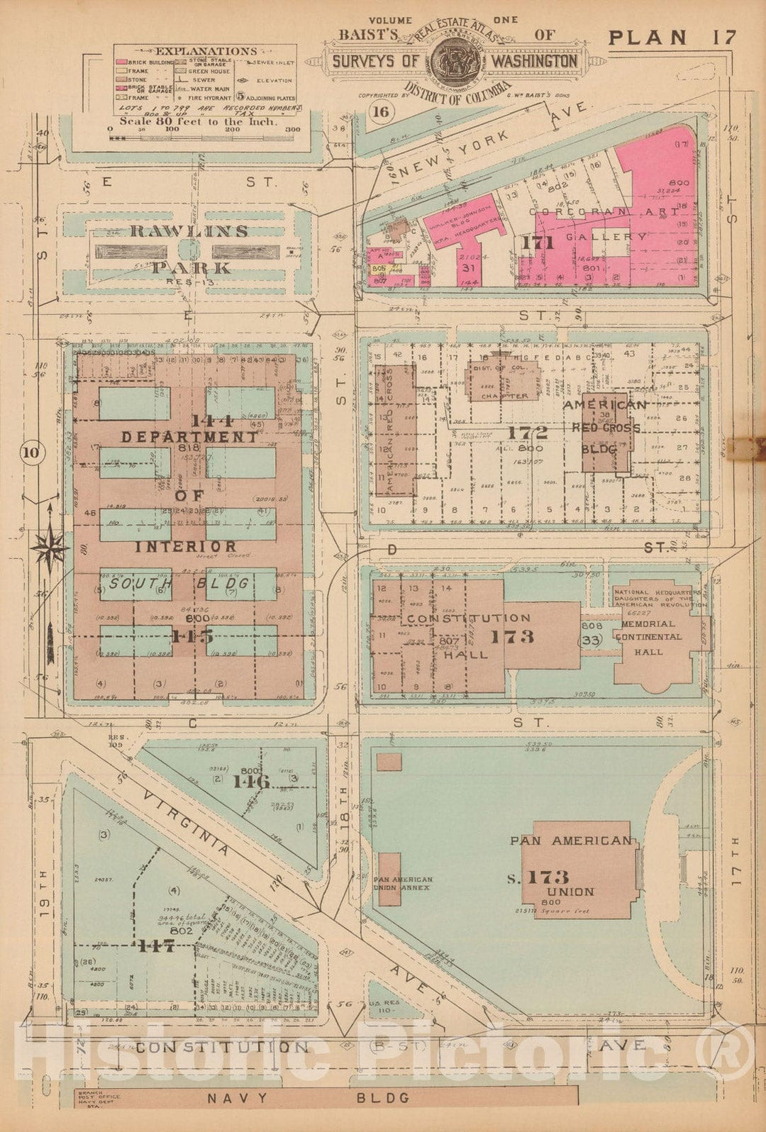 Historic Map : Atlas of Washington D.C. Volume 1 (Inner NW), Washington 1939 Plate 017 , Vintage Wall Art