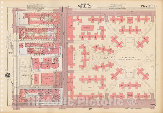 Historic Map : Manhattan Land Book 1955 - Updated Through Nov 7th, New York City 1975 Plate 045 , Vintage Wall Art