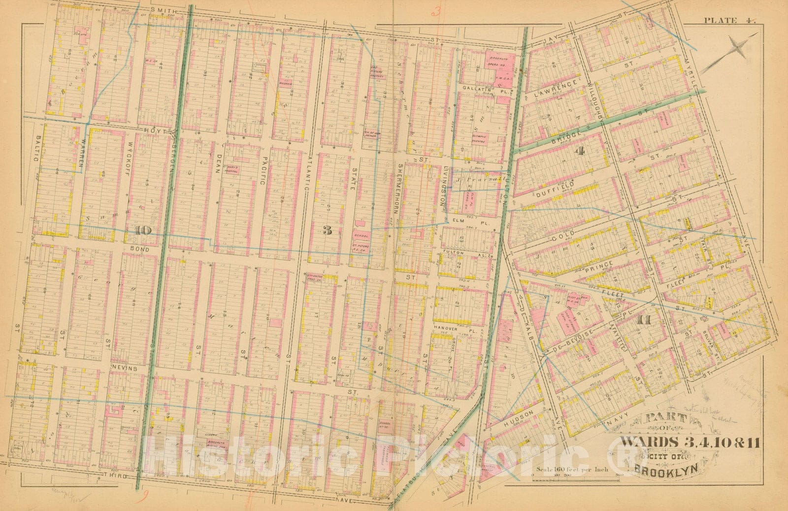 Historic Map : Atlas Entire City of Brooklyn Complete in One Volume, Brooklyn 1880 Plate 004 , Vintage Wall Art