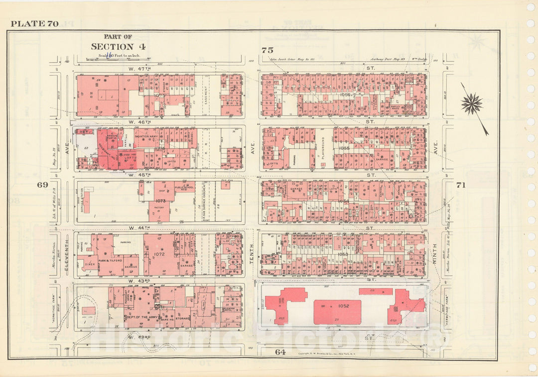 Historic Map : Manhattan Land Book 1955 - Updated Through Nov 7th, New York City 1975 Plate 070 , Vintage Wall Art