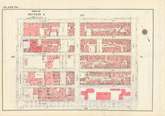 Historic Map : Manhattan Land Book 1955 - Updated Through Nov 7th, New York City 1975 Plate 070 , Vintage Wall Art