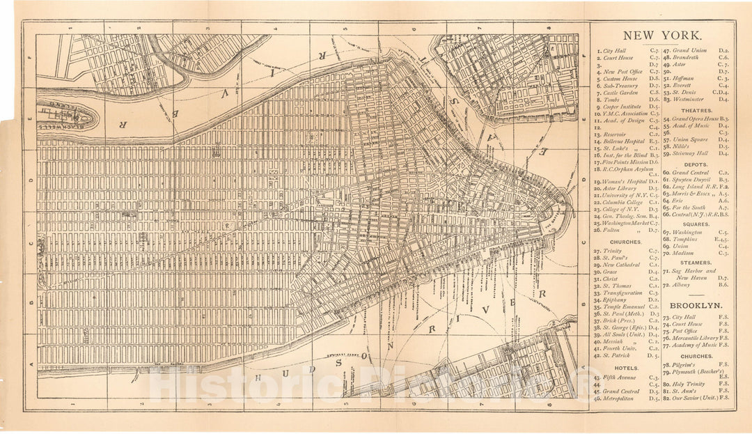 Historic Map : New England, New York City 1890 , Vintage Wall Art