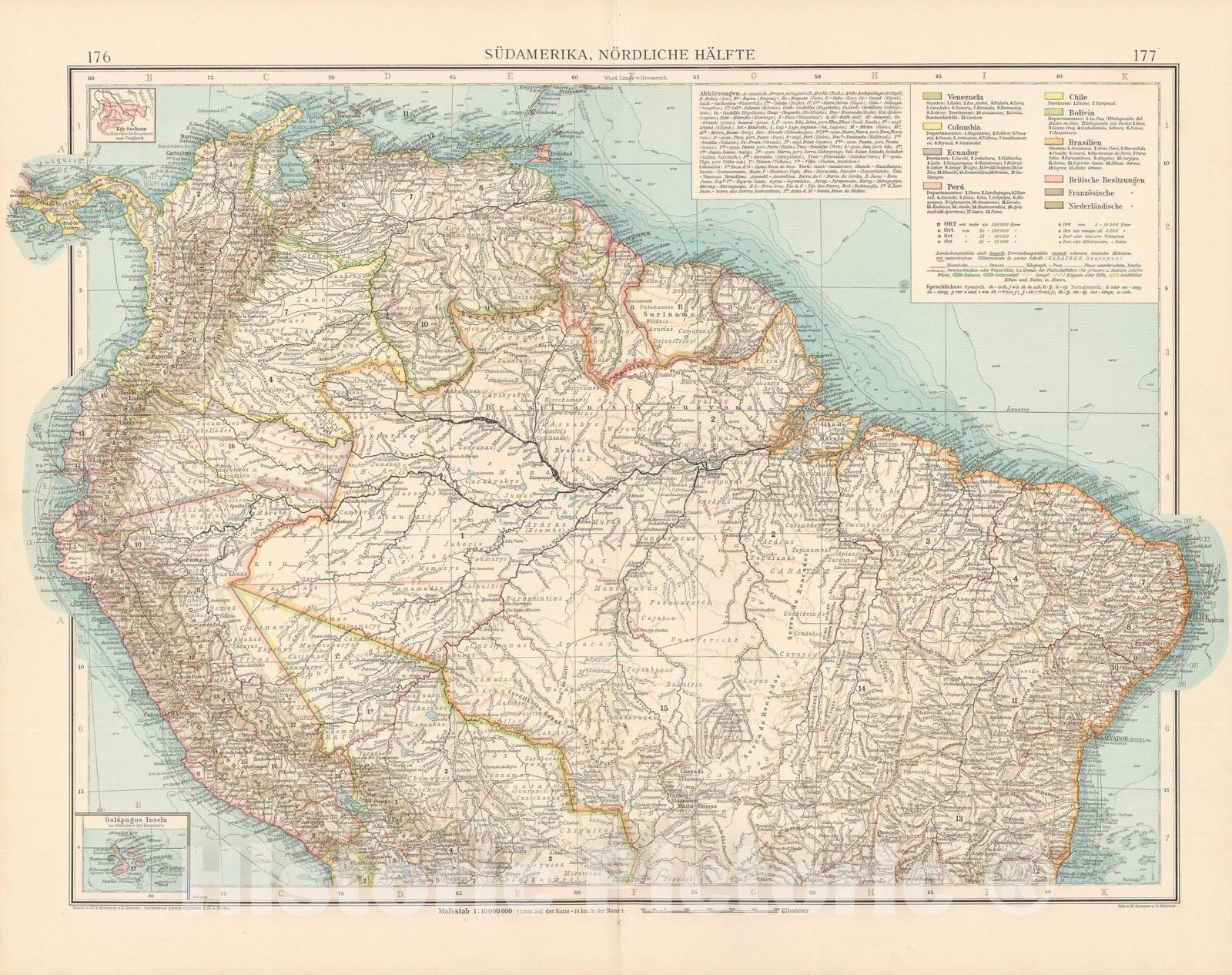 Historic Map : South America 1899 , Andrees Allgemeiner Handatlas , v3, Vintage Wall Art