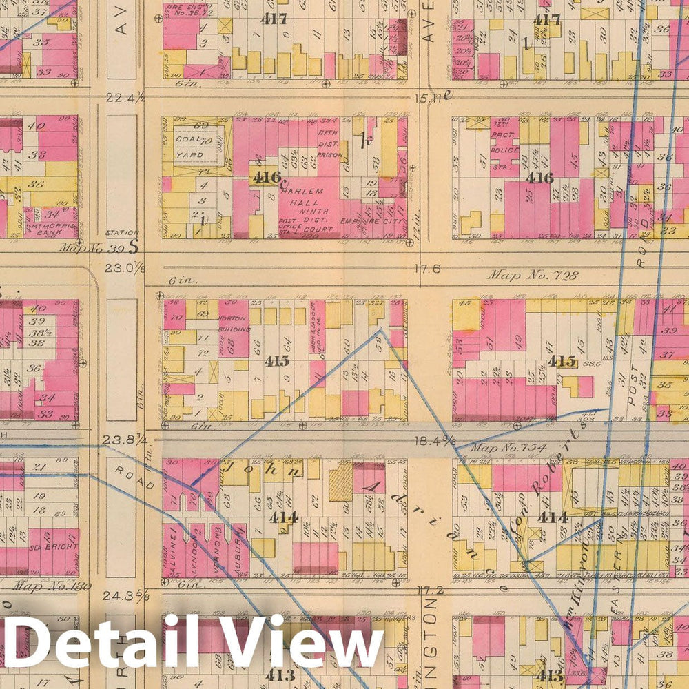 Historic Map : Atlas City of New York, Vol 2 ... 12th Ward, 2nd Ed., Manhattan 1884 Plate 010 , Vintage Wall Art