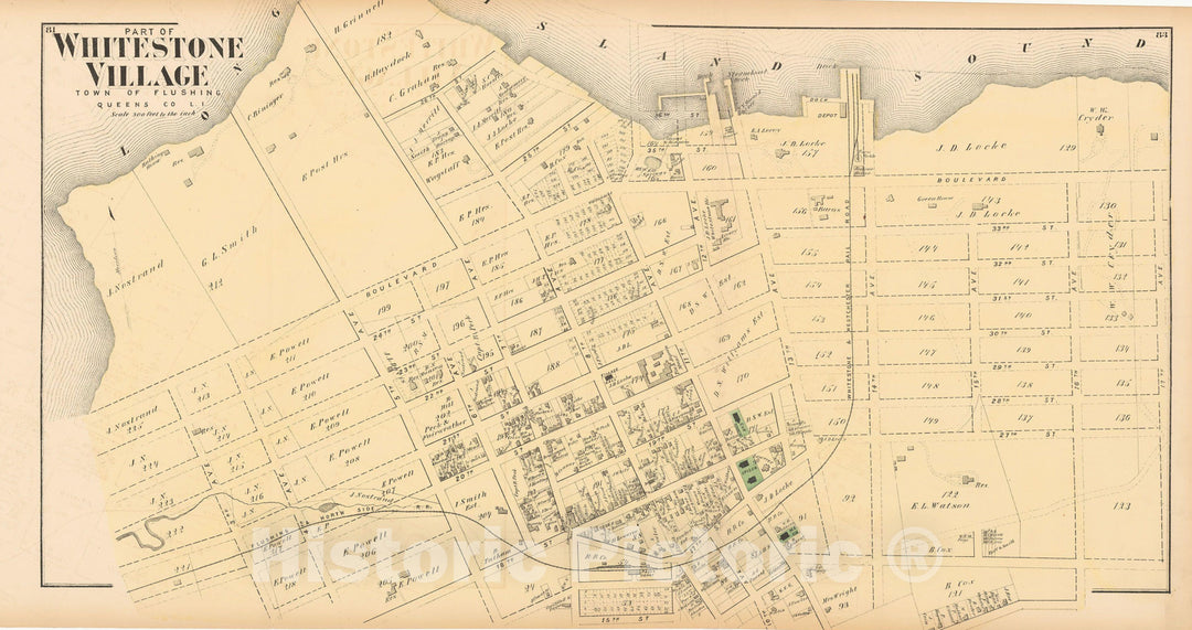 Historic Map : Atlas of Long Island, New York, Flushing & Queens 1873 , v2, Vintage Wall Art