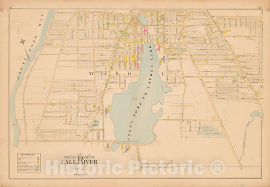 Historic Map : New Topographical Atlas of Surveys Bristol County Massachusetts, Fall River 1895 Plate 001 , Vintage Wall Art