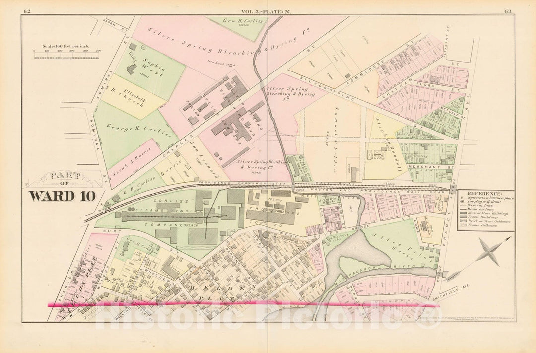 Historic Map : City Atlas of Providence Rhode Island by Wards, Volume III, Providence 1875 Plate N , Vintage Wall Art