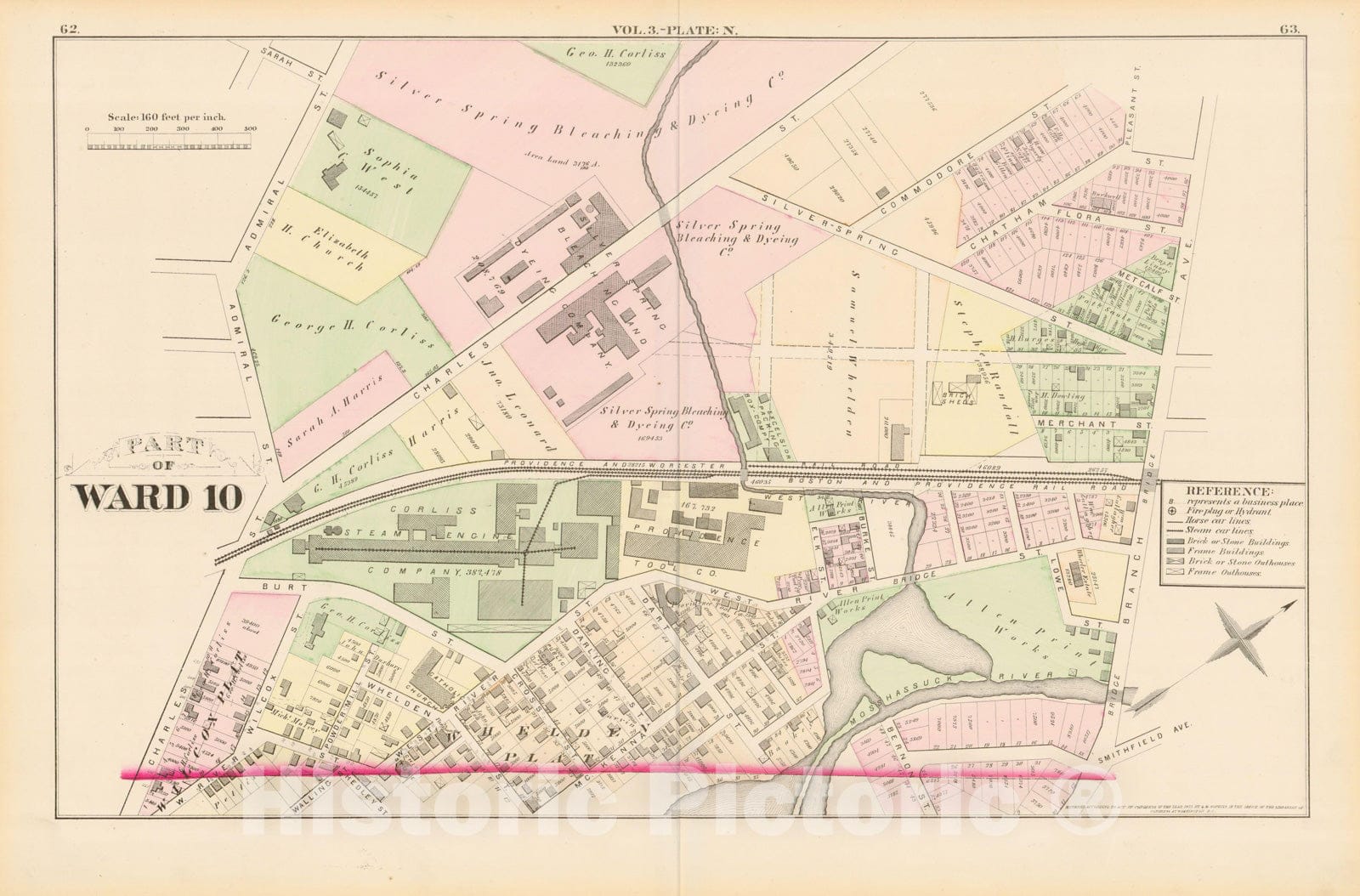 Historic Map : City Atlas of Providence Rhode Island by Wards, Volume III, Providence 1875 Plate N , Vintage Wall Art