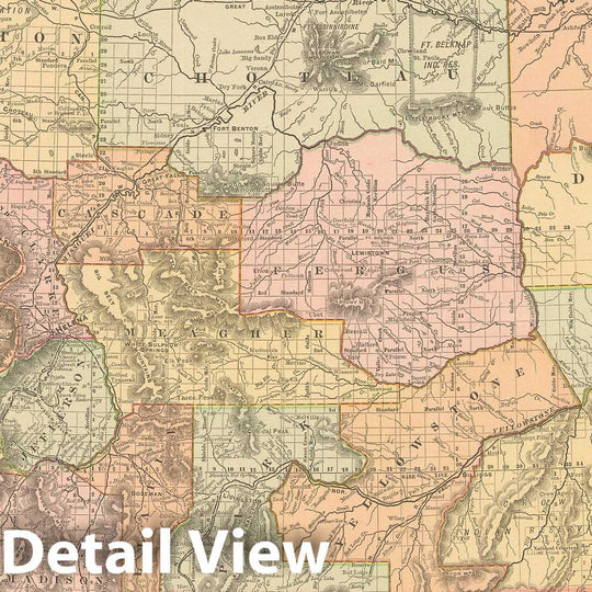 Historic Map : United States Maps, Montana 1894 , Vintage Wall Art