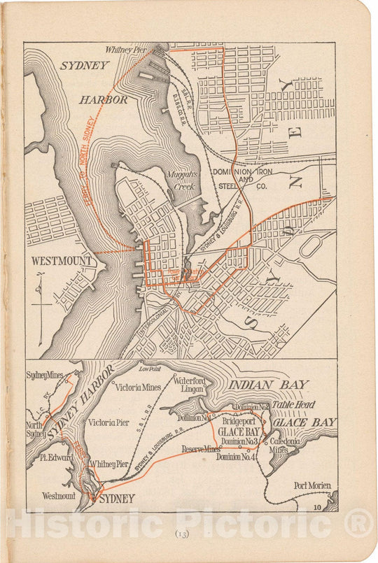 Historic Map : Sydney 1914 , North American Electric Power and Traction Companies , Vintage Wall Art