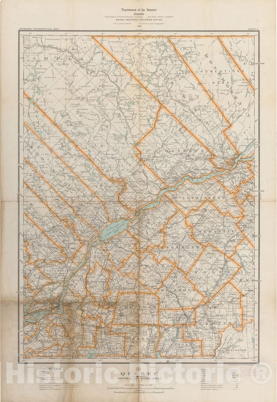 Historic Map : Canada Topographic System, Granby & Montreal & Quebec & Sherbrooke & St. Hyacinthe 1928 Business Atlas , Vintage Wall Art