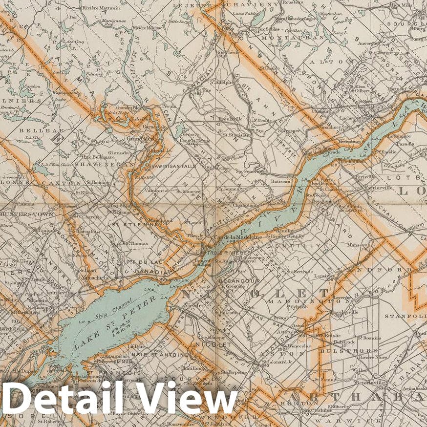 Historic Map : Canada Topographic System, Granby & Montreal & Quebec & Sherbrooke & St. Hyacinthe 1928 Business Atlas , Vintage Wall Art