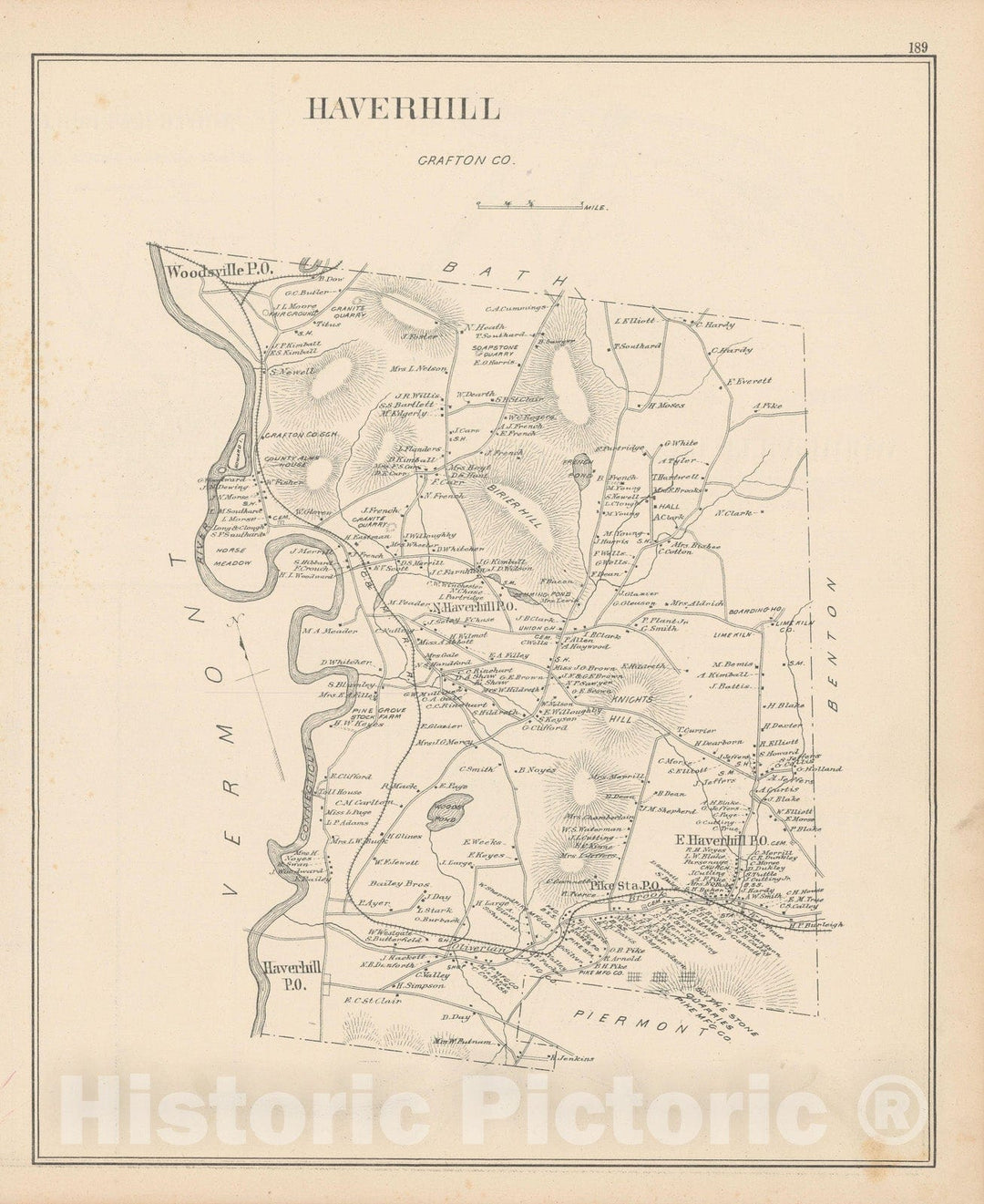 Historic Map : Haverhill 1892 , Town and City Atlas State of New Hampshire , v2, Vintage Wall Art