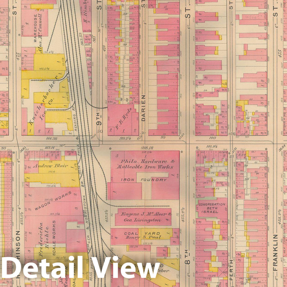 Historic Map : Philadelphia 1907 Plate 018 , Atlas 20th and 29th Wards of the City of Philadelphia , Vintage Wall Art