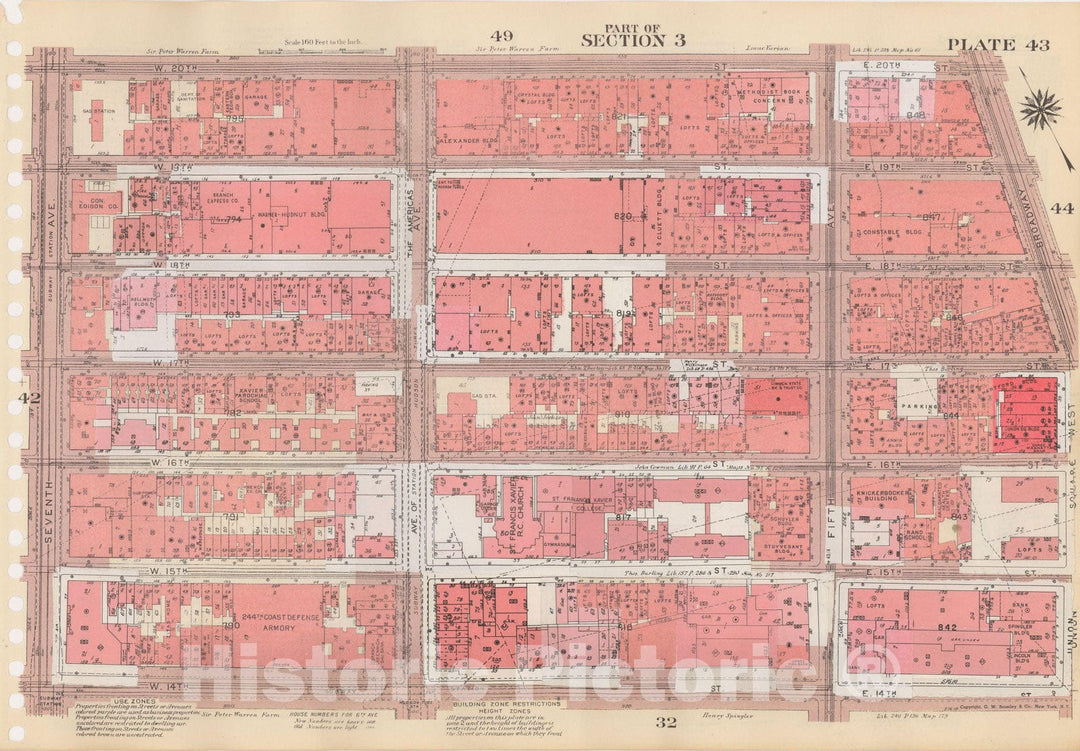 Historic Map : Manhattan Land Book 1955 - Updated Through Nov 7th, New York City 1975 Plate 043 , Vintage Wall Art